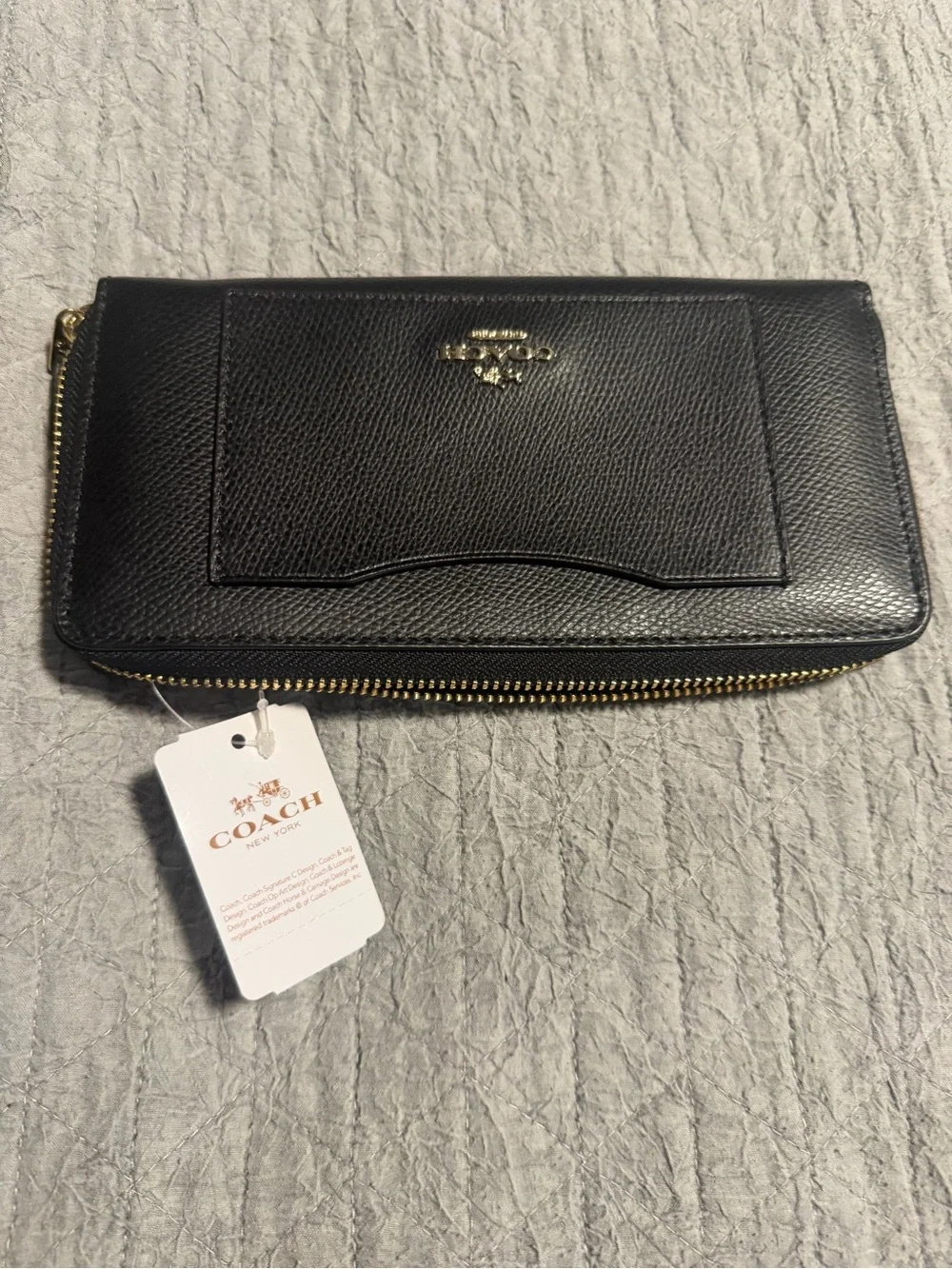 Coach Black Accordion Zip Wallet